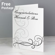 a wedding card with the words congratulations hannah and ben written on it in black ink