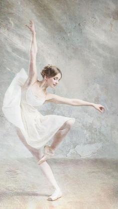 a painting of a ballerina in white dress