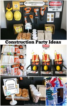 construction party ideas including donuts, doughnuts and other things to make it look like