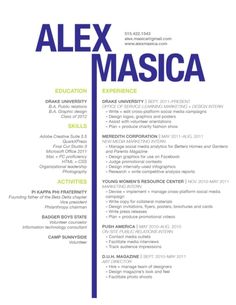 a professional resume with blue and yellow accents