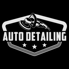 the logo for auto detailing, which is black with white lettering and stars on it