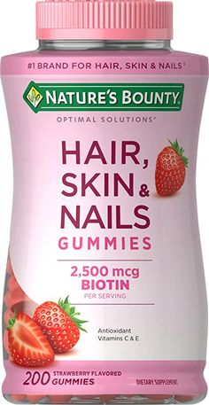 Buy Nature's Bounty Optimal Solutions Hair, Skin and Nails Gummies with Biotin, 25000 mcg, Strawberry Flavored, 200 Count on Amazon.com ✓ FREE SHIPPING on qualified orders Nature's Bounty Hair Skin And Nails, Hair Skin Nails Gummies, Hair Skin Nails Vitamins, Hair And Nails Vitamins, Natures Bounty, Hair Gummies, Biotin Hair, Nail Vitamins, Biotin Shampoo