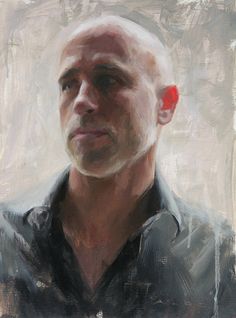 a painting of a man wearing a black shirt