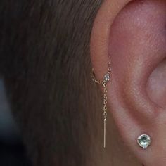 a man wearing a pair of ear piercings on his left side of the ear