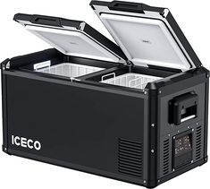 the iceco cooler is open and ready to be used