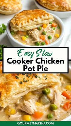 Slow Cooker Chicken Pot Pie Casserole delivers all the classic flavors of pot pie with an easy twist! Perfectly cooked chicken, creamy filling, and fluffy biscuits make it irresistible. Make this dish tonight – grab the recipe. #potpiecasserole #slowcookermeals #easycrockpotrecipes #comfortfoodfix #familymealprep #chickendinnerrecipes #bakedgoodness #heartymeals #simplecomfort #quickdinners Slow Cooker Chicken Pot Pie, Crockpot Chicken Pot Pie, Chicken Pot Pie Casserole, Chicken Crockpot Recipes Easy, Chicken Pot Pie Soup, Easy Slow Cooker Chicken, Pot Pie Soup, Easy Crockpot Chicken, Easy Chicken Pot Pie