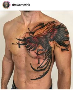 a man with an eagle tattoo on his chest