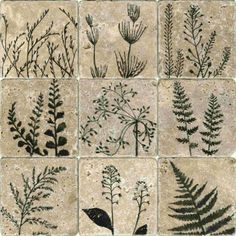 various types of plants are shown in this tile pattern, which is made up of several different