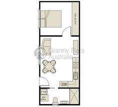 the floor plan for a studio apartment with one bedroom and an attached living room area