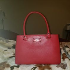 Nwot Used Once Classic Red Satchel With Removable Pouch, Classic Red Office Bags, Kate Spade Red Rectangular Shoulder Bag, Kate Spade Red Satchel Bag, Kate Spade Burgundy Bags For Everyday Use, Kate Spade Luxury Red Bag, Kate Spade Red Shoulder Bag For Formal Occasions, Red Kate Spade Shoulder Bag For Formal Occasions, Kate Spade Red Formal Bag