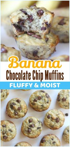 banana chocolate chip muffins with text overlay