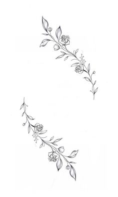 a drawing of flowers and leaves on a white background