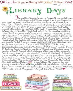 an advertisement for library days with books stacked on top of each other and the text below it