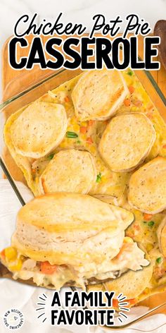 chicken pot pie casserole with text overlay