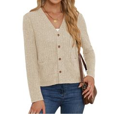 The Asklazy Women's Open Front Cardigan is a must-have addition to your wardrobe. Its casual and loose fit is not only trendy but also incredibly comfortable. It allows for unrestricted movement, making it perfect for those days when you want to feel relaxed and at ease. The lightweight nature of the cardigan makes it suitable for a wide range of seasons. In warmer months, it can be a stylish cover-up for cooler evenings, while in colder seasons, it can be layered under jackets or coats for adde Cheap Brown Everyday Cardigan, Casual Brown Soft Knit Cardigan, Brown Long Sleeve Relaxed Fit Cardigan, Casual Beige 3/4 Sleeve Cardigan, Cheap Stretch Cardigan With 3/4 Sleeves, Trendy Cardigans, Style Cardigan, Lightweight Cardigan, Cardigan Sweaters For Women