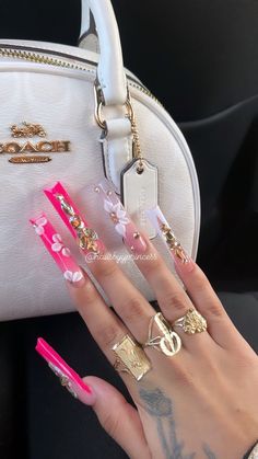 Acrylic Xl Nails, Matte Long Acrylic Nails, Simple Xxl Nails, Hood Rat Nails, Nails Ideas Rhinestones, Dramatic Pink Nails, Xl Square Nails Designs, Bling Freestyle Nails, Long Acrylic Nails Extra