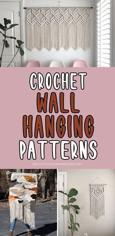 crochet wall hanging patterns with text overlay