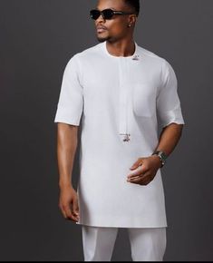 Casual White Top With Relaxed Fit, Senator Material Styles For Men, White Kaftan Designs For Men, Men Native Styles, Kaftan Designs For Men, Men Native Styles Nigeria, African Men Clothing, White Kaftan, Latest African Men Fashion