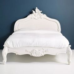 Foliate Menara Bed Ivory 1 French Country Paint Colors, French Country Bed, Camilla Frances, French Country Color Palette, Coastal Bedroom Furniture, French Country Colors, Sofa Bar, Hand Carved Furniture, Country Bedding