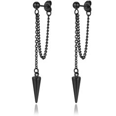 PRICES MAY VARY. Chain Earrings: 1 pair chan spike dangle earrings. Fashion edgy earrings design, Cool and dainty. Trendy drop earrings for women, Unisex Punk Gothic style jewelry. Chain Earrings for Women: These simple dangly chain earrings are a perfect combination of casual and formal. Wearing the gold chain earrings with your other stud earrings and cartilage earrings for an edgy look or just wearing them alone, you can dress them up or down for different styles. Materials: This pair of chai Spike Dangle Earrings, Metal Drop Earrings For Party, Metal Drop Cartilage Earrings For Party, Edgy Dangle Plug Earrings, Edgy Earrings With Ear Wire For Parties, Edgy Party Earrings With Ear Wire, Edgy Drop Earrings For Party, Edgy Metal Drop Plug Earrings, Punk Style Metal Cartilage Earrings For Party