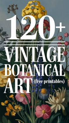 the cover of 120 vintage botanical art printables