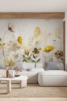 Flower Party Wallpaper design showcasing a variety of vibrant flowers. Power Wallpaper, Wildflower Paintings, Standard Wallpaper, Yellow Wallpaper, Popular Wallpaper, Leaf Wallpaper, Painting Wallpaper, Vibrant Flower, Accent Wallpaper