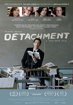 a movie poster for the film detachromement with an image of a man sitting at a desk