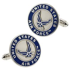 PRICES MAY VARY. Our Officially Licensed U.S. Air Force cufflink set showcases a round style that includes the offical Air Force emblem. . It is made of premium jeweler's metal, is available in either gold or nickel plating, is 3-side polished by hand and finished with a T-bar swivel fastener. This set is encapsulated in a clear and durable plastic case then inserted into our velour pouch for a beautiful presentation. Size: 3/4" Round This is a sophisticated jewelry piece. Impress your special v Air Force Emblem, Military Shop, Medical Pins, Custom Challenge Coins, Military Coins, Air Force Gifts, Military Pins, American Air, Custom Lanyards