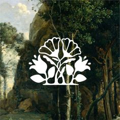 a painting with trees and rocks in the background