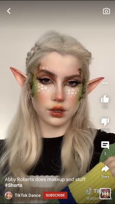 Moss Fairy Makeup, Pixie Makeup Fairies, Halloween Costume Elf, Fee Make Up, Ren Faire Fairy Makeup, Fairy Dress Up, High Fae Costume, Green Fairy Makeup Looks