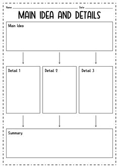 the main idea and details worksheet