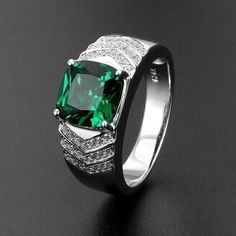 Mens Silver Wedding Bands, Silver Lab, Lab Created Emerald, Anniversary Bands, Green Emerald, Gold Engagement