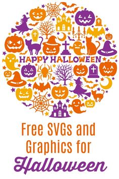 a halloween poster with pumpkins, bats and other decorations in the shape of a circle