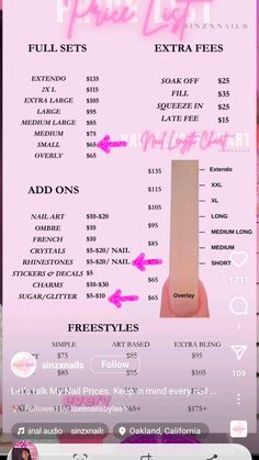 Nail Prices List For Beginners, Nail Tech Background Wallpaper, Pink Nail Tech Room, Nails Price List Ideas, Nails Price List, Beginner Nail Tech Prices, Nail Tech Price List Template, Nail Price List Ideas