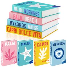 four books stacked on top of each other in front of a white background with the words capri dolce vita