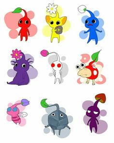 an image of cartoon animals with different colors