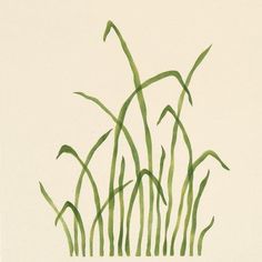 a drawing of green grass on a white wall