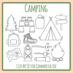 camping clipart set for commercial use