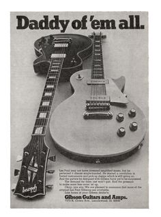 an advertisement for gibson guitars and amps