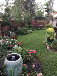 a garden with lots of flowers in it