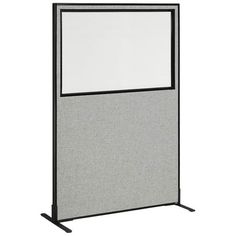 a gray screen with a black frame and white board on the back side, in front of a white background