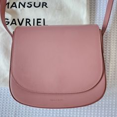 Excellent Condition. Minimal To No Sign Of Scratches. Comes With Dust Bag. Classic Crossbody Features An Adjustable Strap And Slim Silhouette For Comfortable Carrying. Width: 8.5in / 21.5cm Height: 7.5in / 19cm Depth: 1.9in / 4.8cm Crossbody Drop: Max 22.4 In Mansur Gavriel, Rose Color, Leather Crossbody, Adjustable Straps, Dust Bag, Bag Lady, Leather, Pink, Women Shopping