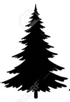 a black and white silhouette of a pine tree