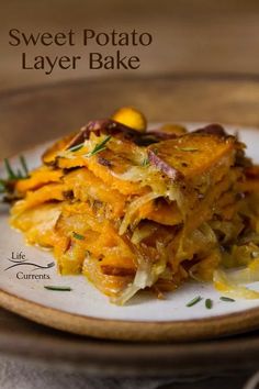 sweet potato layer bake on a white plate