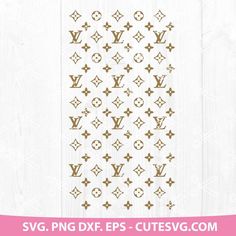 louis vuitton stickers with gold foil on white woodgrain, and the words svg png dxf eps - brings lv