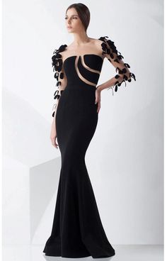 Mnm Couture, Long Sleeve Evening Gowns, Illusion Neckline, Fashion Weeks, Luxury Dress, 60th Birthday