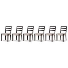 six chairs with wooden legs and fabric seat covers in various sizes, set of four