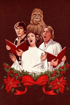 the star wars choir is singing christmas carols with chew - o - poins