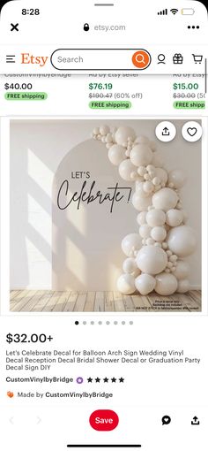 an image of balloons on the app for wedding party rentals and special bridal shower or graduation party