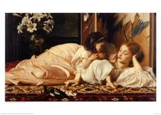 Mother and Child Art Print by Frederick Leighton at Art.com Raphaelite Paintings, Frederick Leighton, Motherhood Art, Frederic Leighton, Pale Grunge, Maxfield Parrish, William Adolphe Bouguereau, Child Portrait, Hand Painted Wall Art